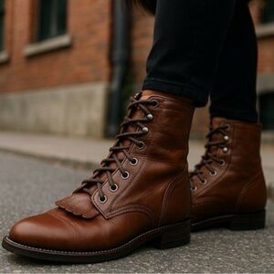 Justin Kiltie L0547 Classic Lace-R Roper boots Brown Leather Lace Up Boots